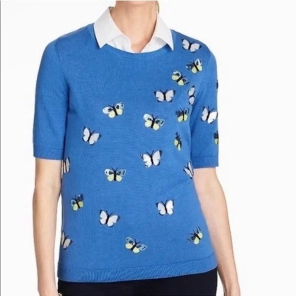 Vintage Talbots Blue Sequined Butterfly Butterflies
Sweater  L Petite - Picture 1 of 10